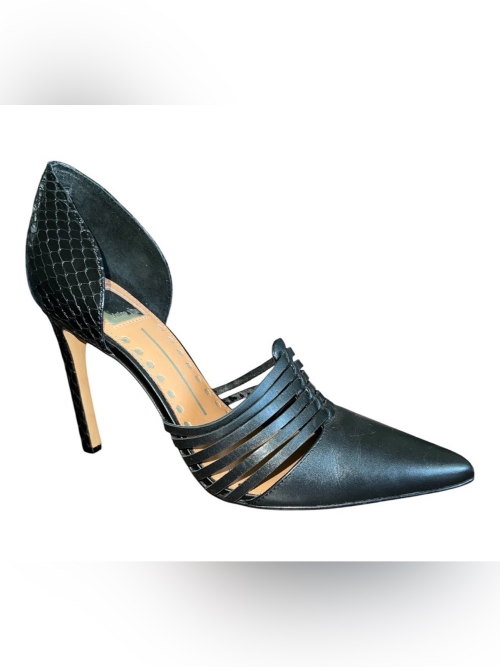 Dolce Vita Size 8M Black
D'Orsay Strappy Stiletto Heels
Snakeskin Pumps